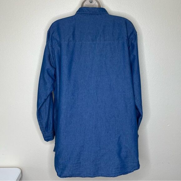 Audrey Lane Chambray Denim Popover Tunic Long Sleeve Roll Tab Cotton Women 2X - Picture 6 of 13